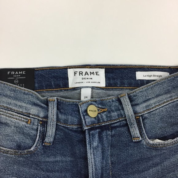 FRAME DENIM Barneys New York Beckett Wash Le High Straight Raw Step Hem Jeans - Picture 2 of 13